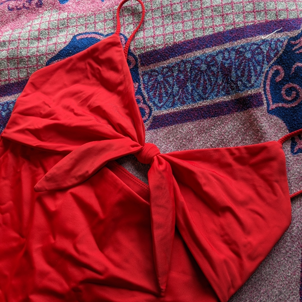 Artizia Wilfred Front-Tie Red Bodysuit